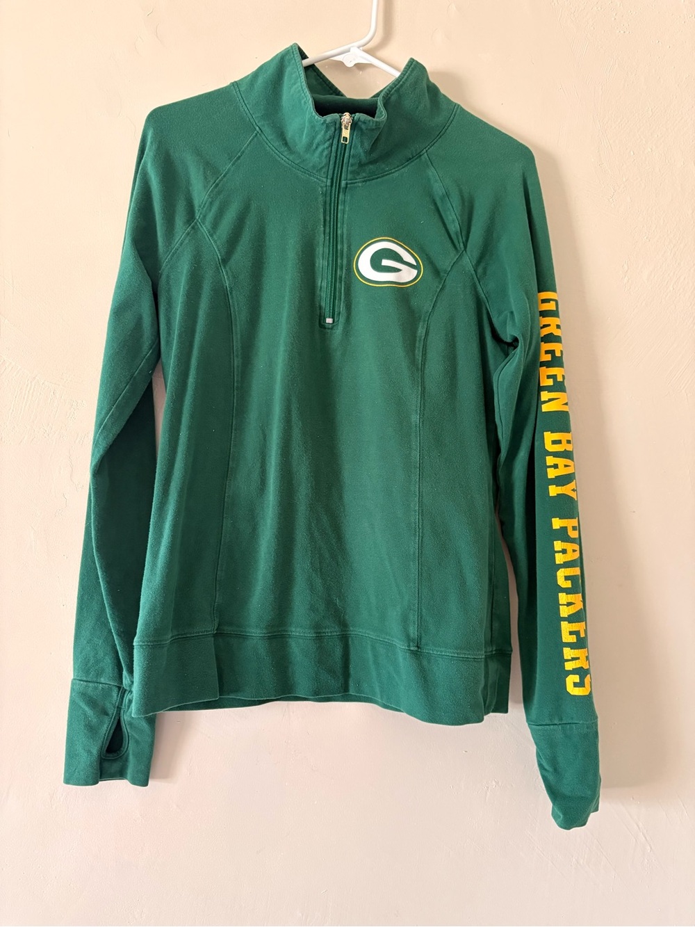 VS Pink Green Bay packer quarter zip pullover L